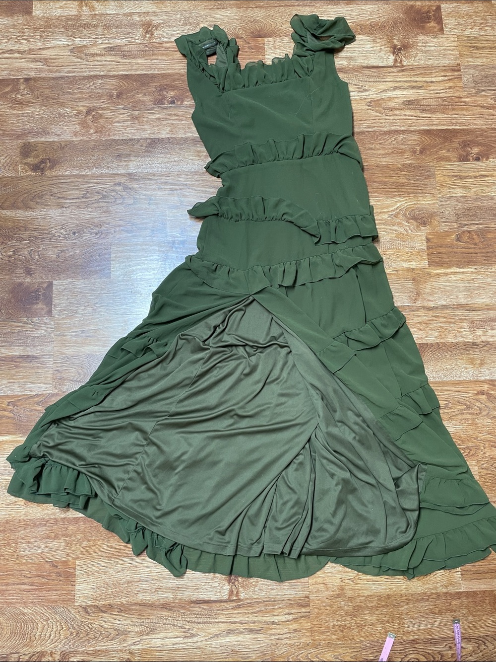 Lulu's Olive Green Ruffle Tiered Maxi Dress - Picture 11 of 12